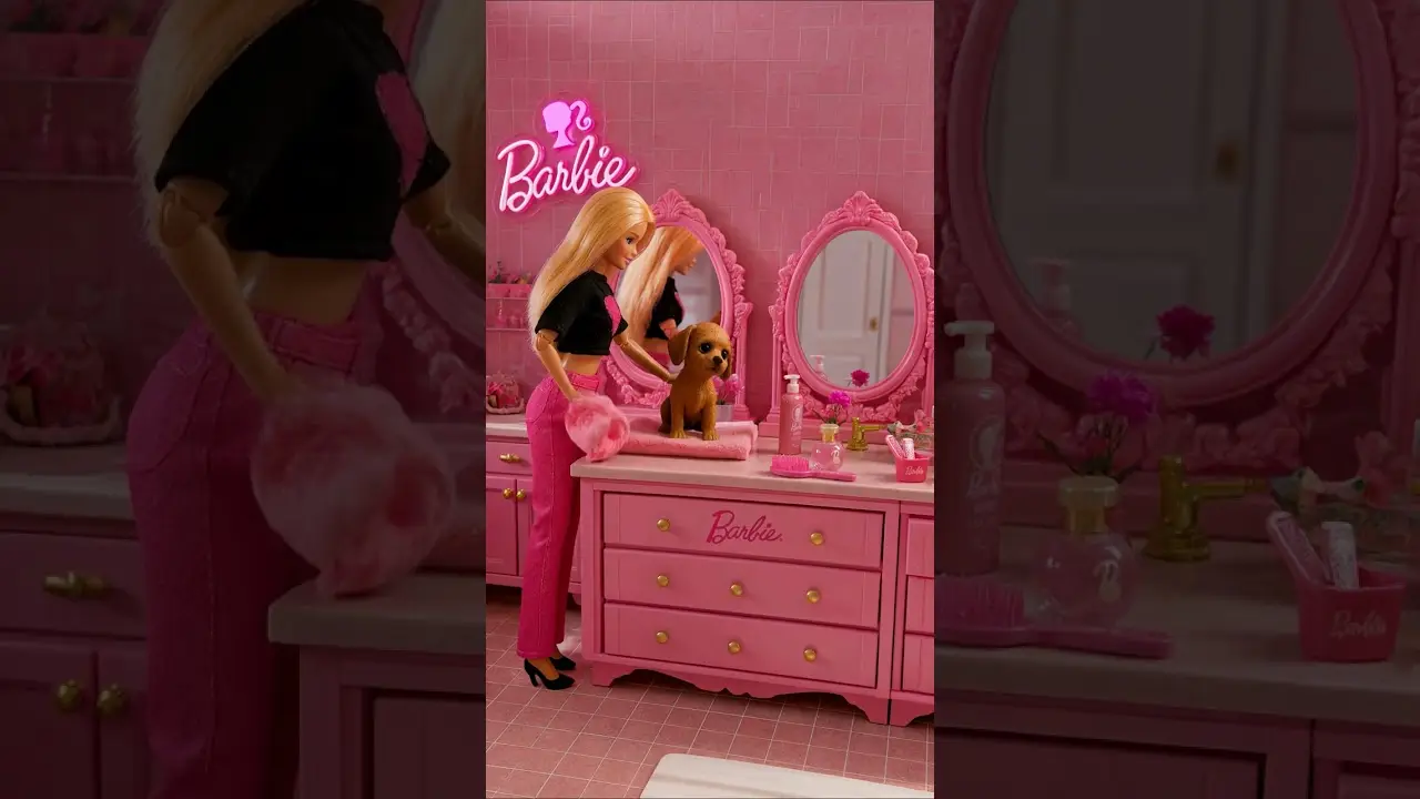 🐶 Barbie Helps a Dirty Puppy! Sweet Rescue Story 💖 #shorts #kids