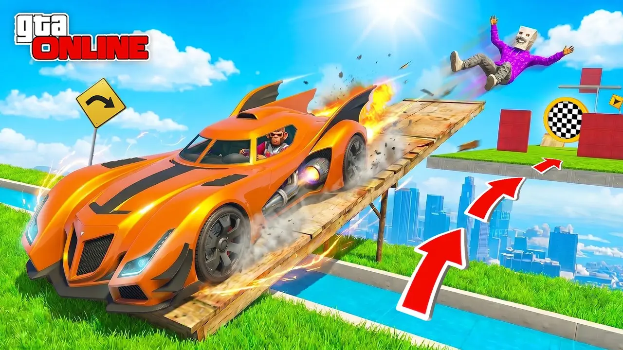 МЕНЯ КАТАПУЛЬТИРОВАЛИ!!!ПАРНЫЙ СКИЛЛ-ТЕСТ В GTA 5! КООПЕРАТИВНЫЙ ПАРКУР В ГТА 5 ОНЛАЙН