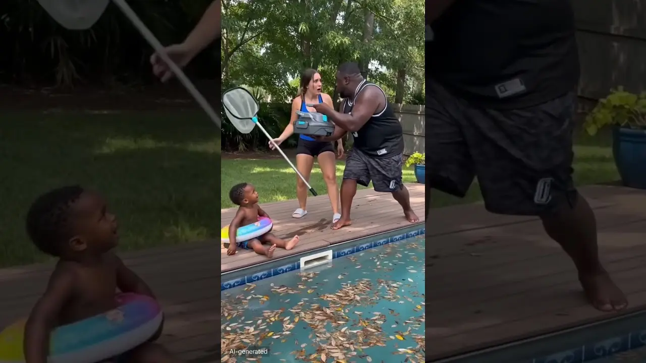 She Grabbed the Net and the Kid in the Pool Had Front Row Seats 😂🌿
