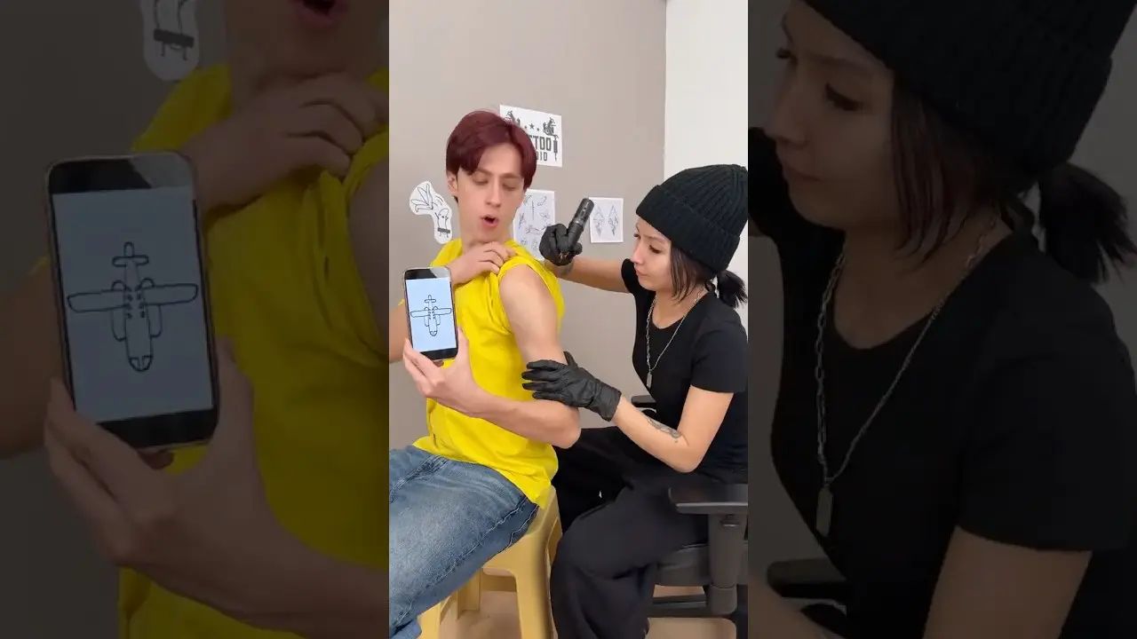 Air Plane Tattoo gone Wrong 😑💀                                            (fake prop, fake tattoo)